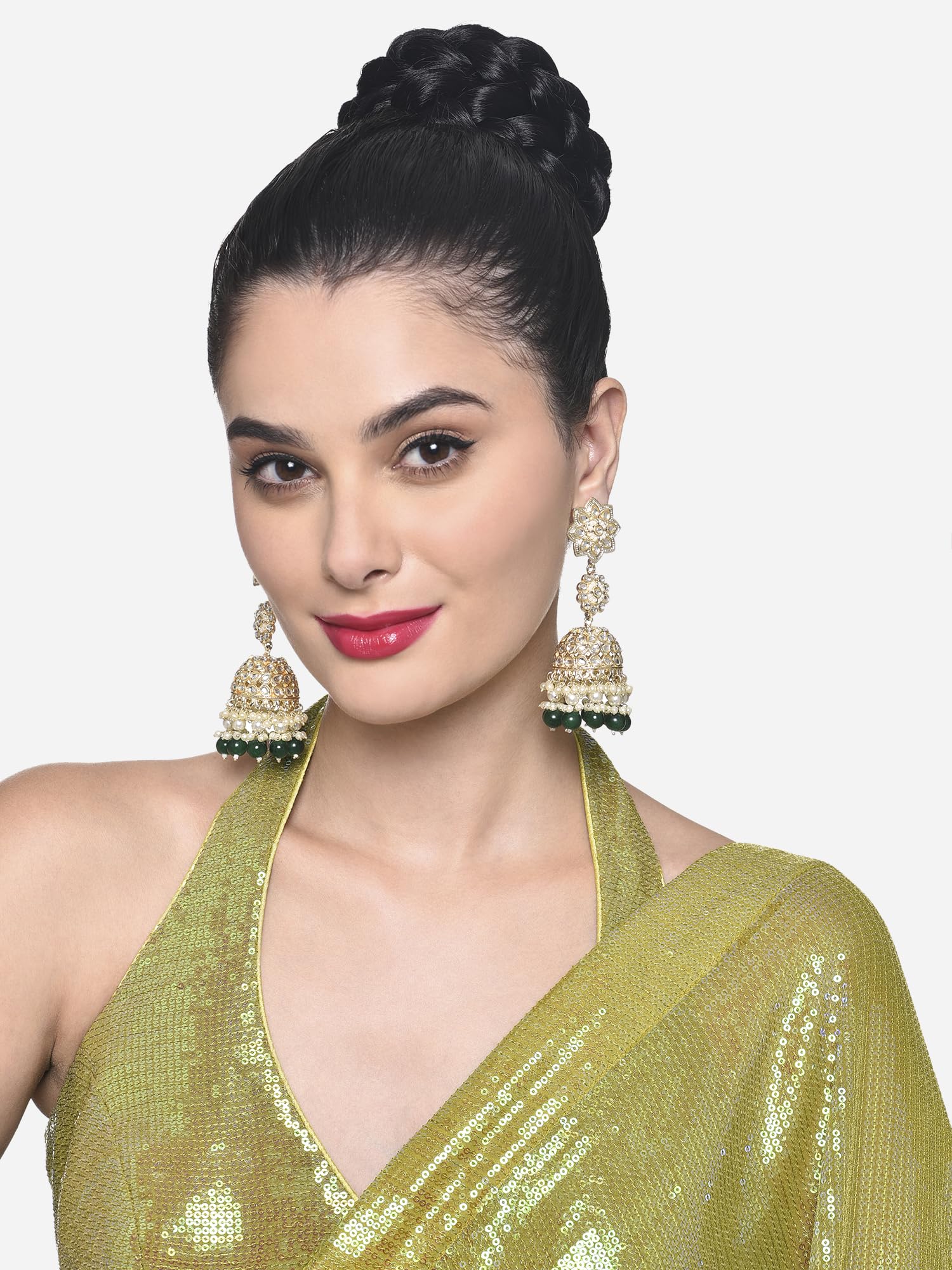 Cluster Beads & Kundan Jhumki Earring - ZPFK16208